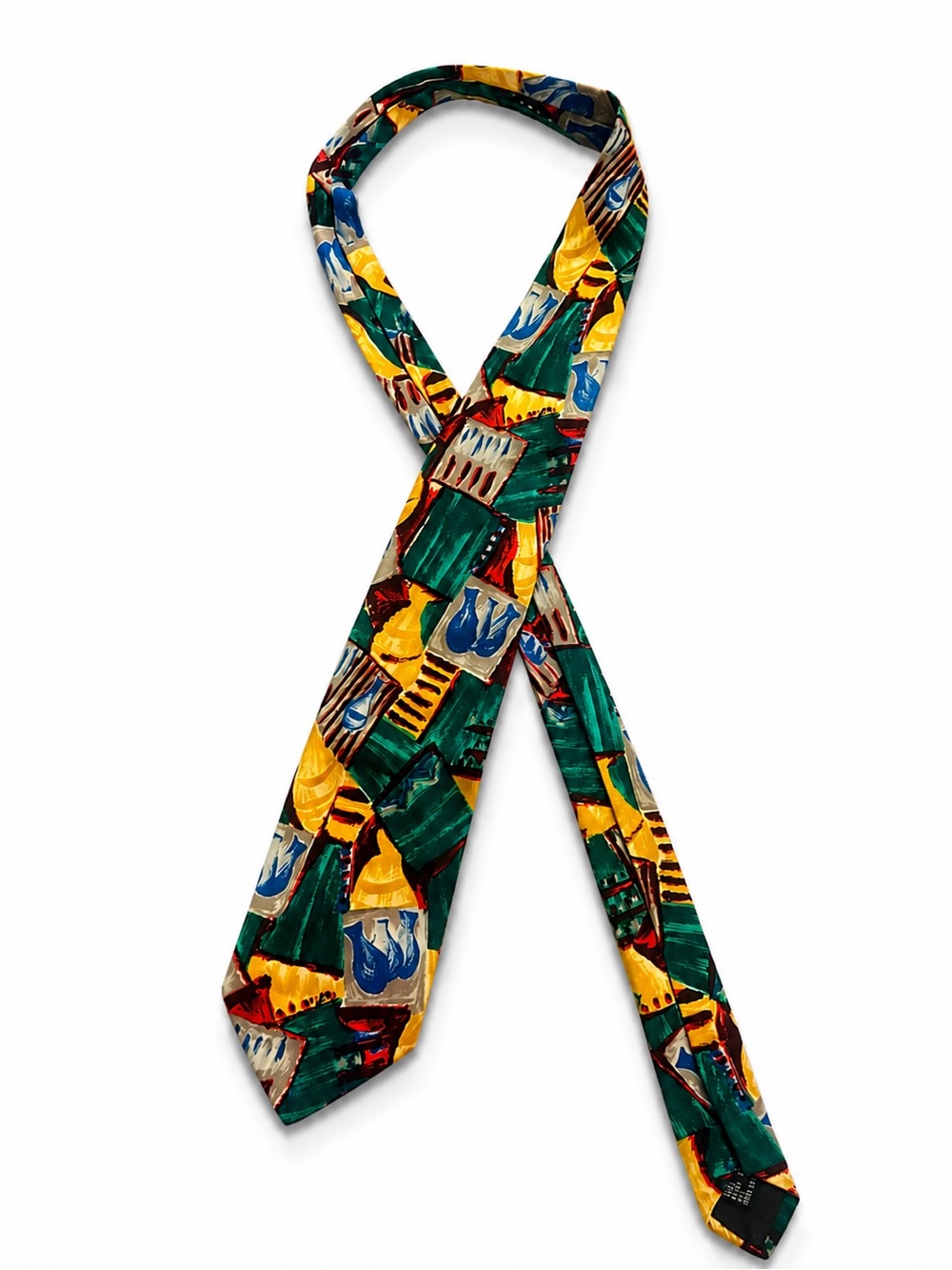 Vintage Krizia Uomo 100% Silk Tie Made in Italy Abstract Multicolor 80s 90s